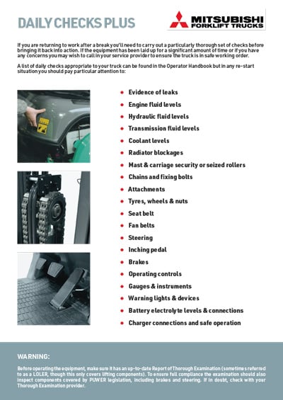 Daily Checks Plus checklist